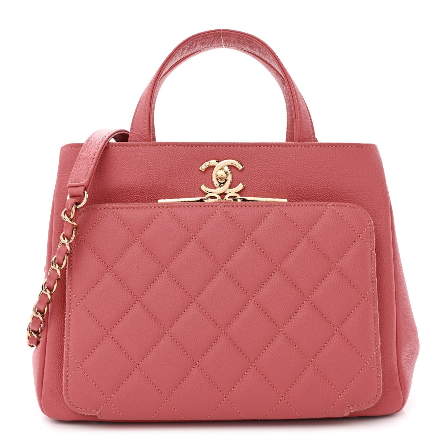Caviar Quilted Small Business Affinity Shopping Bag Pink