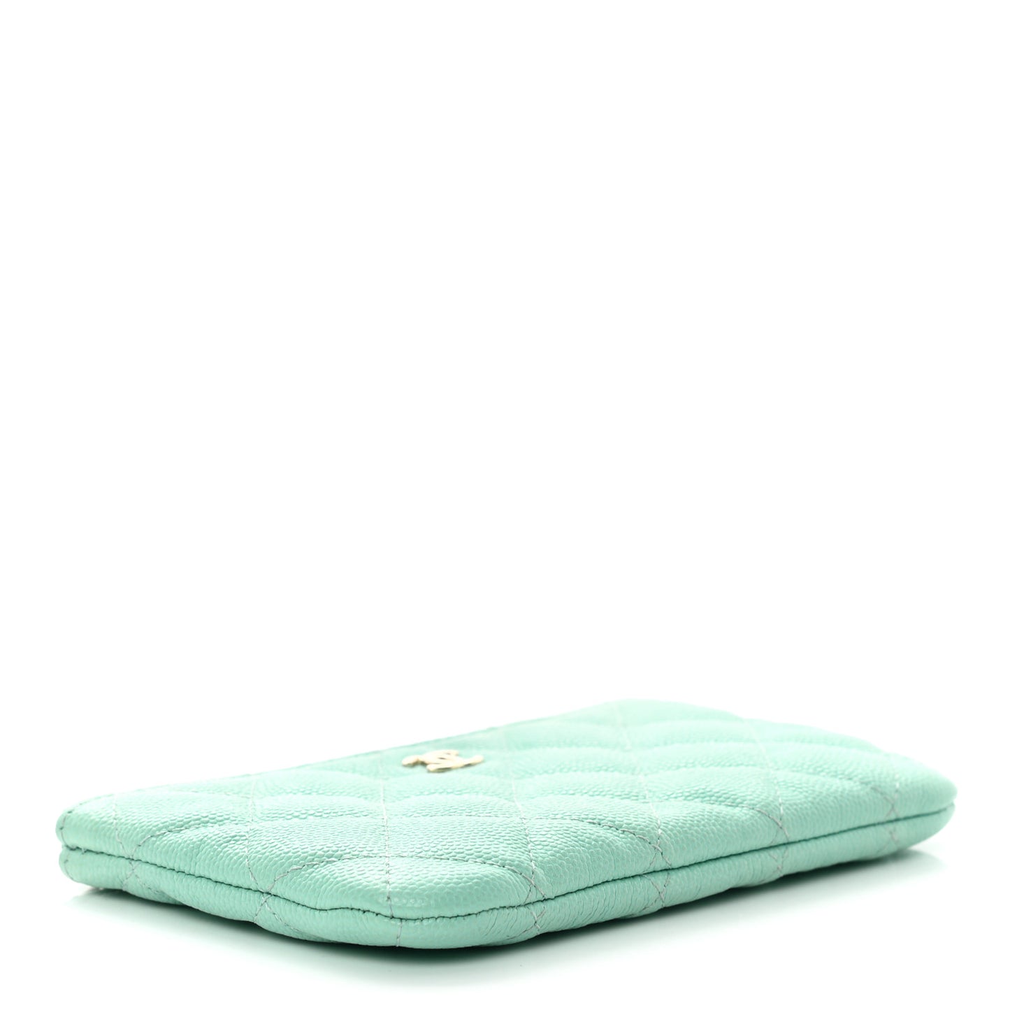 Caviar Quilted Small Cosmetic Case Light Blue