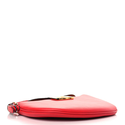 Fendi Vitello Grace Suede Small Croissant Hobo Rosso Cardinale 4 of 9