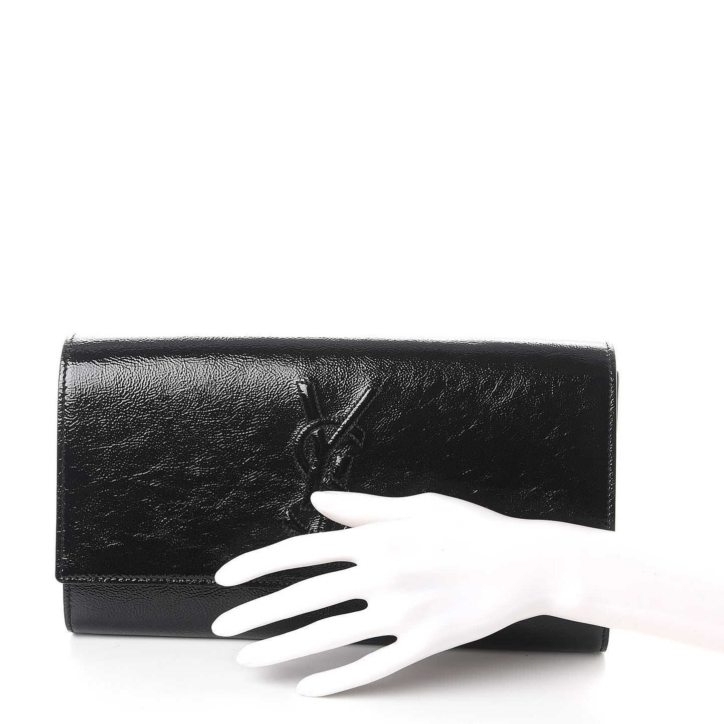 Textured Patent Monogram Large Belle De Jour Clutch Black