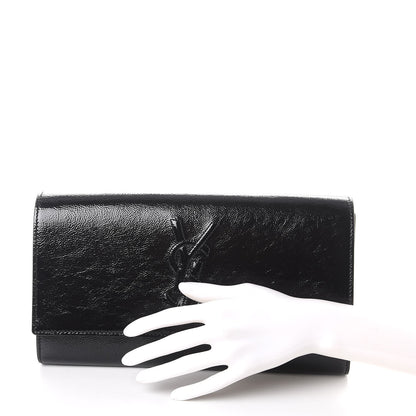 Saint Laurent Textured Patent Monogram Large Belle De Jour Clutch Black 2 of 7