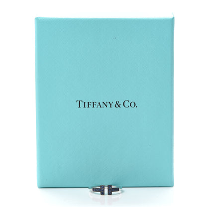 Tiffany 18K White Gold Blue Sapphire T Wire Ring 49 4.75 5 of 5