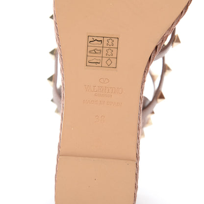 Valentino Garavani Calfskin Rockstud Ankle Strap Torchon Espadrille Caged 25/95mm Wedge Sandals 38 Poudre 6 of 10