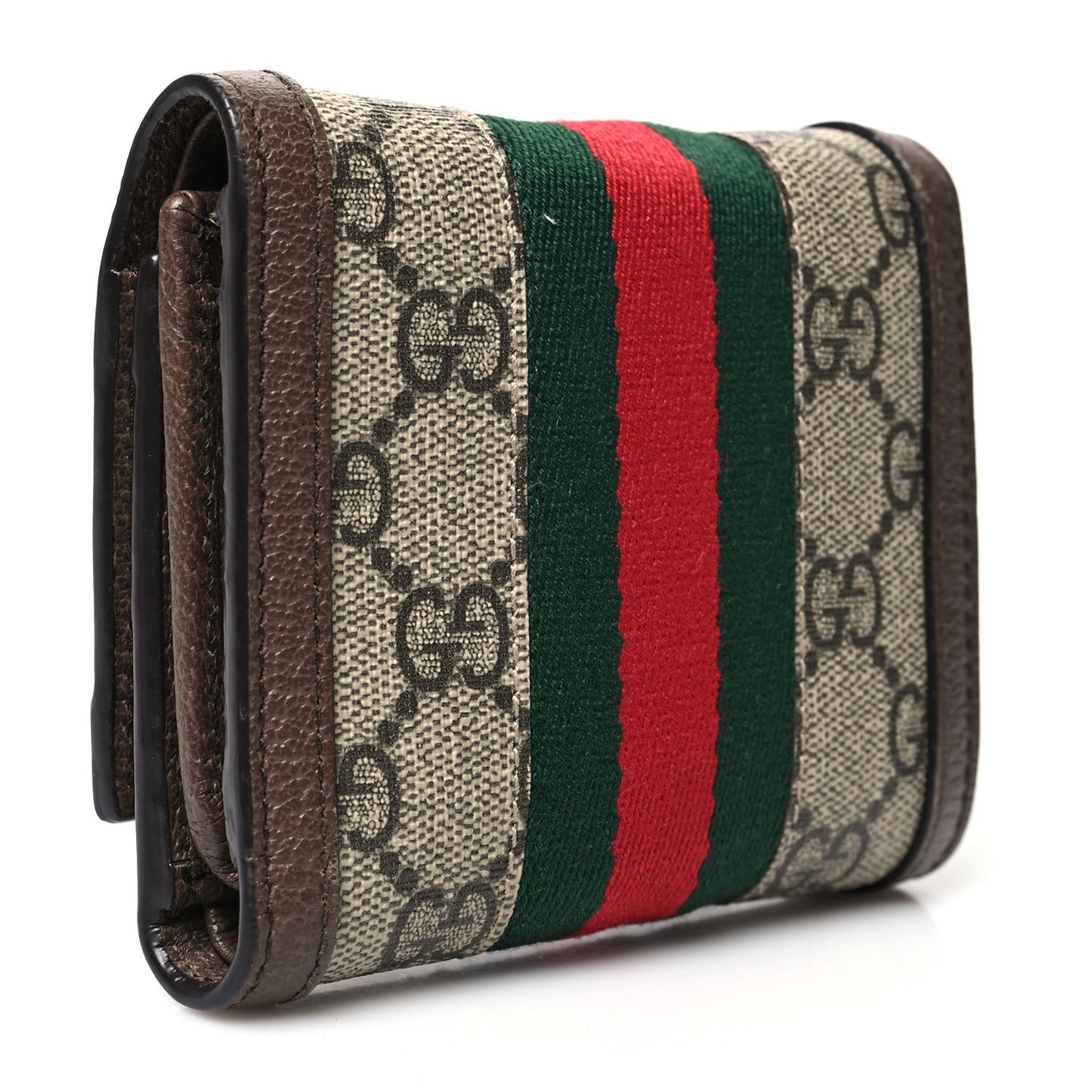 GG Supreme Monogram Web Ophidia French Flap Wallet Beige New Acero