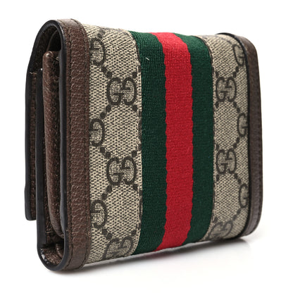 Gucci GG Supreme Monogram Web Ophidia French Flap Wallet Beige New Acero 3 of 10