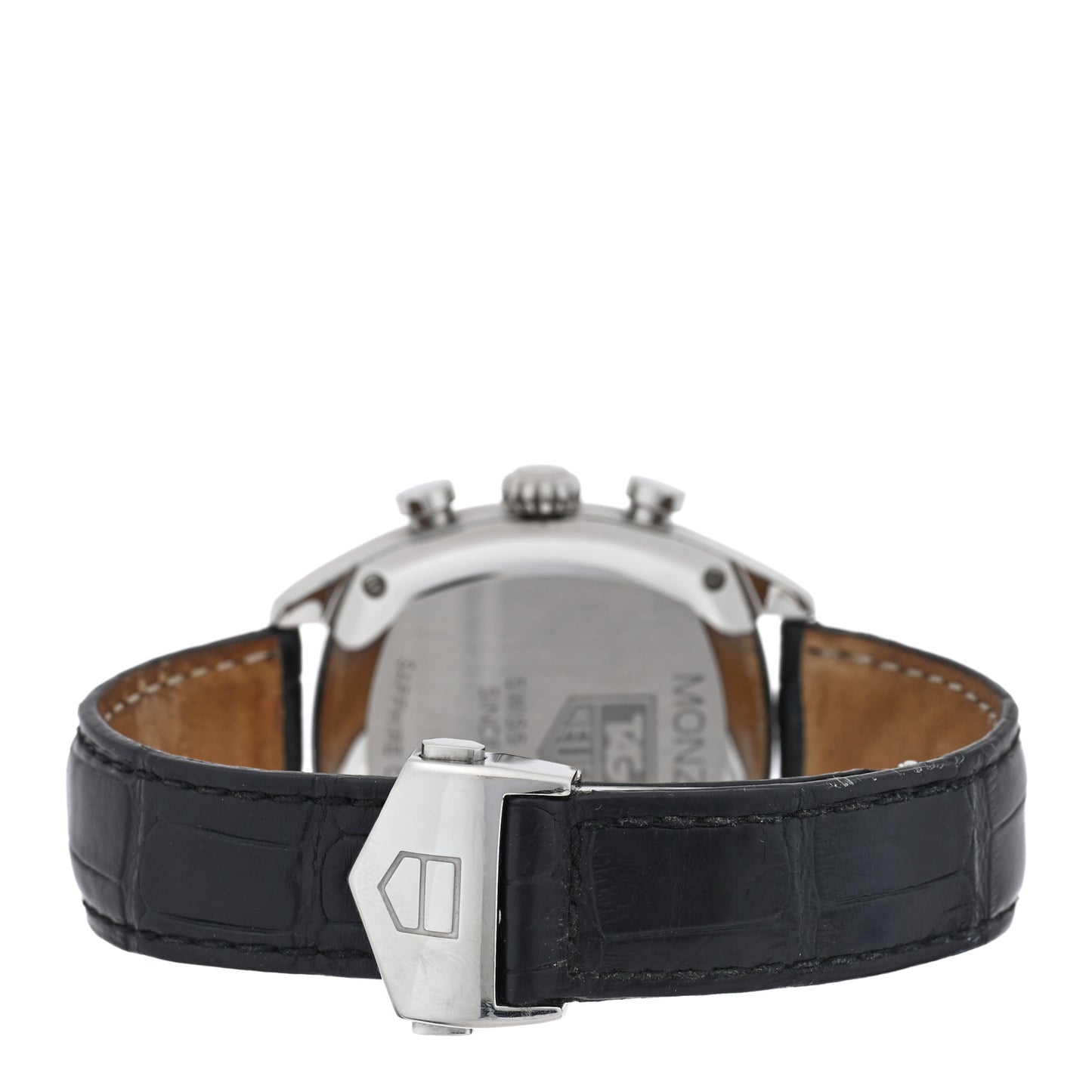 Stainless Steel Alligator 38mm Monza Chronograph Automatic Watch Black CR2113-0