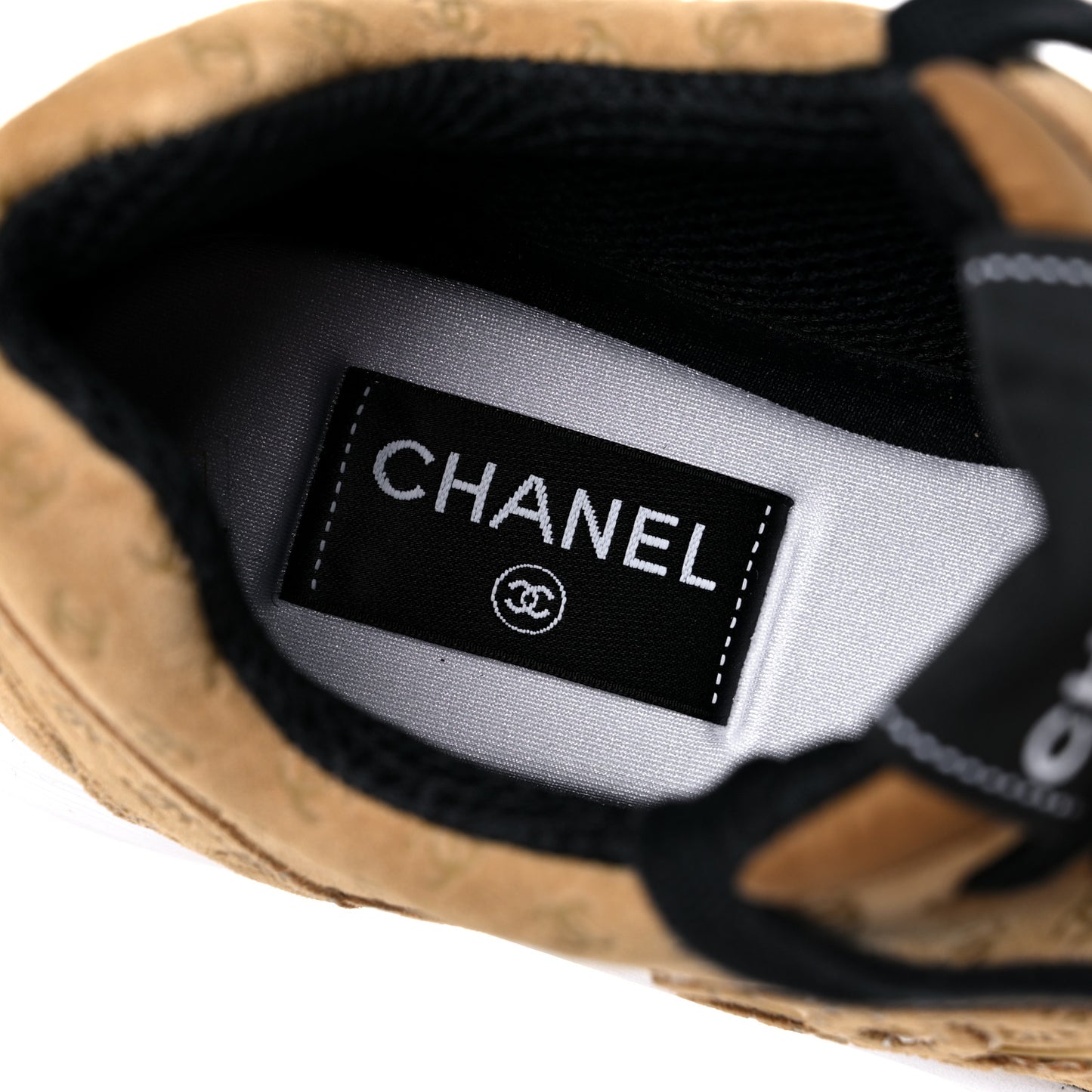 Suede Calfskin Printed CC Sneakers 39 Beige