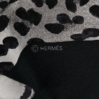 Hermes Silk Twill Lazy Leopardesses Scarf 90 Vert Black Gris 4 of 4