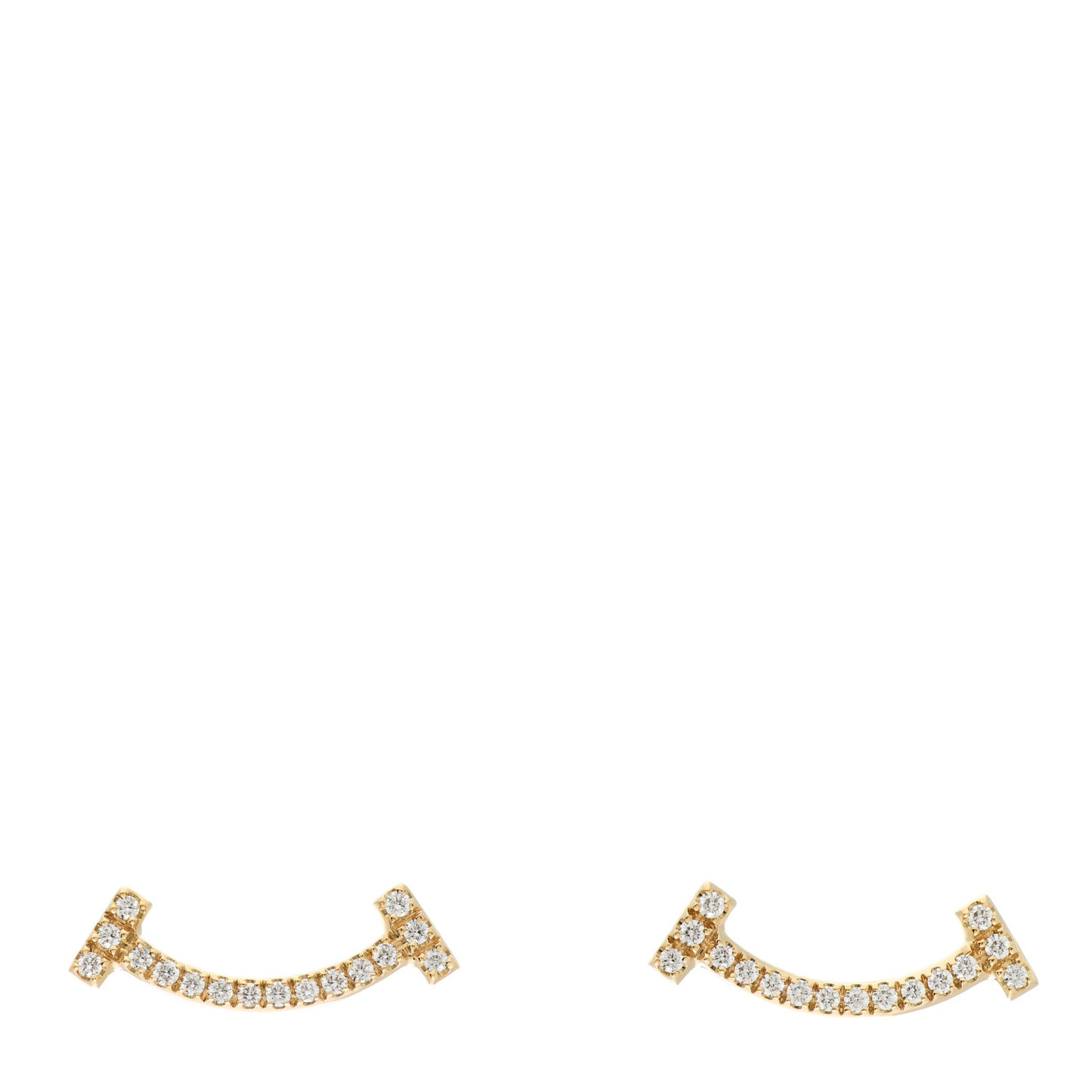 18K Yellow Gold Diamond T Smile Earrings