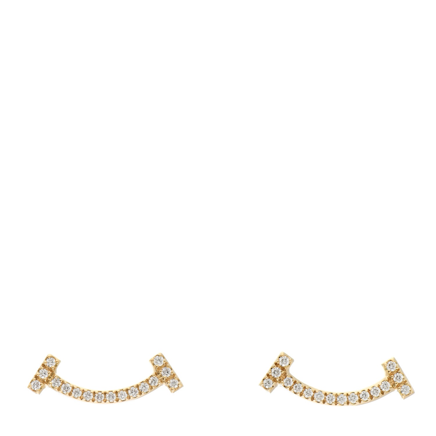 Tiffany 18K Yellow Gold Diamond T Smile Earrings 1 of 5