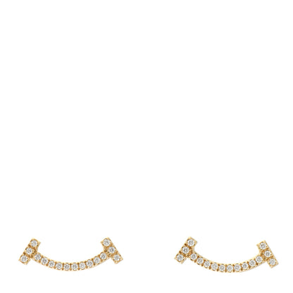 Tiffany 18K Yellow Gold Diamond T Smile Earrings 1 of 5