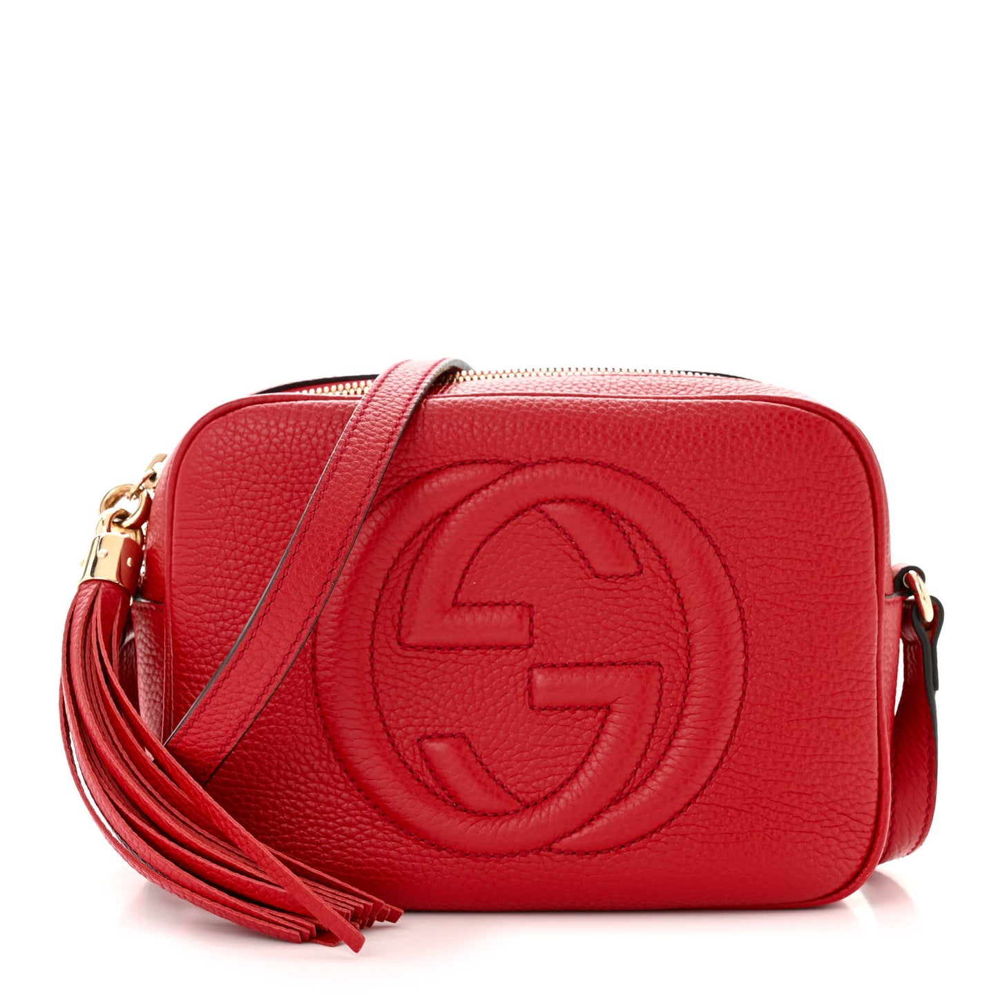Pebbled Calfskin Small Soho Disco Bag Vibrant Red