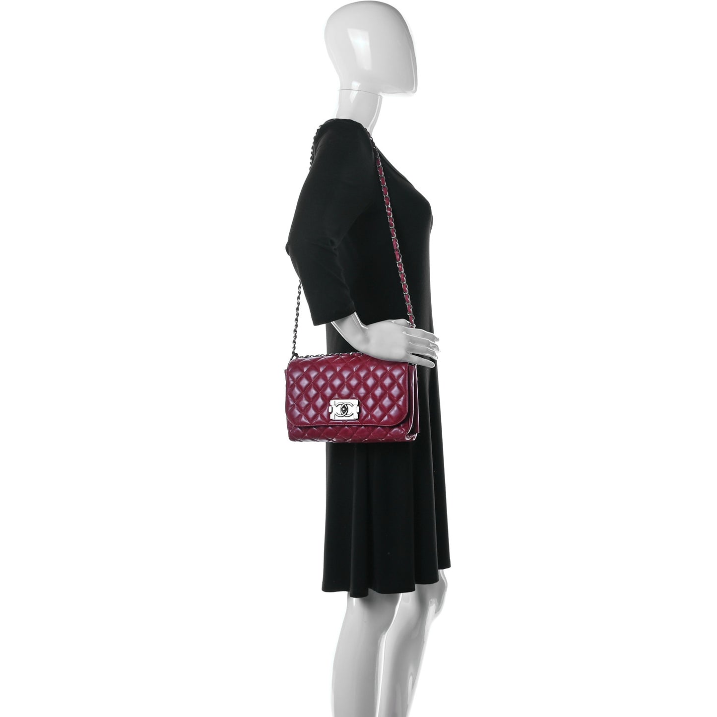 Glazed Calfskin Quilted Soft Boy Flap Red