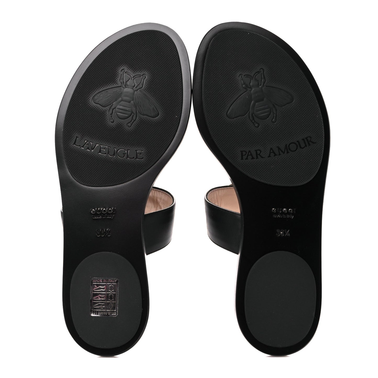 Calfskin GG Marmont Thong Sandals 36.5 Black