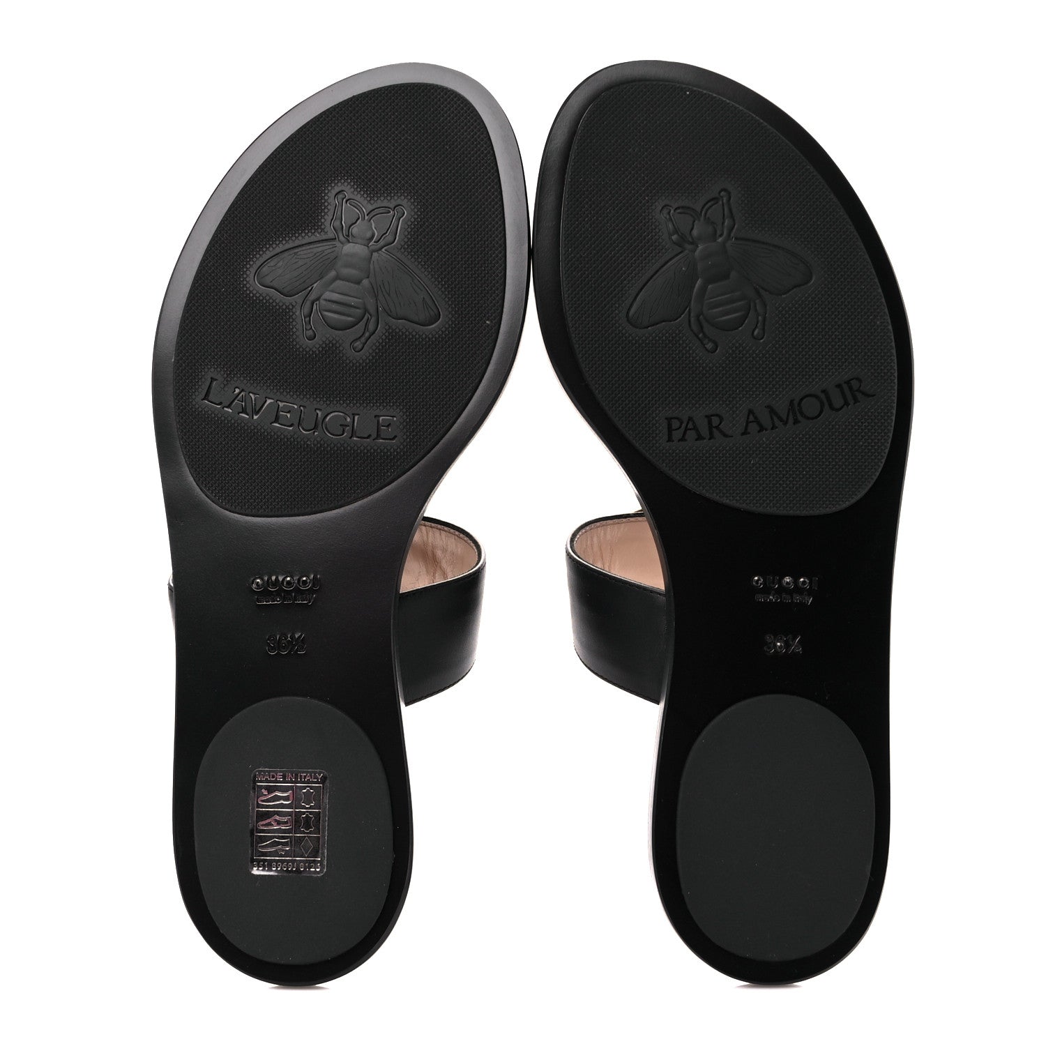 Gucci Calfskin GG Marmont Thong Sandals 36.5 Black 5 of 9