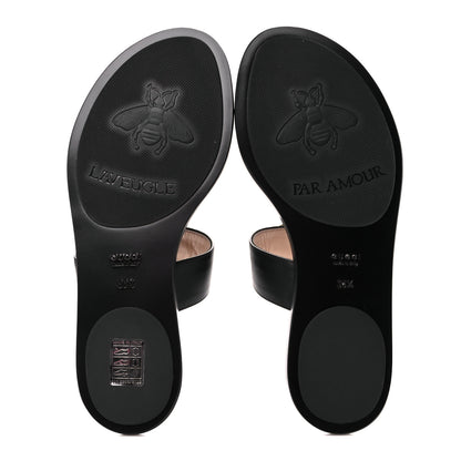 Gucci Calfskin GG Marmont Thong Sandals 36.5 Black 5 of 9