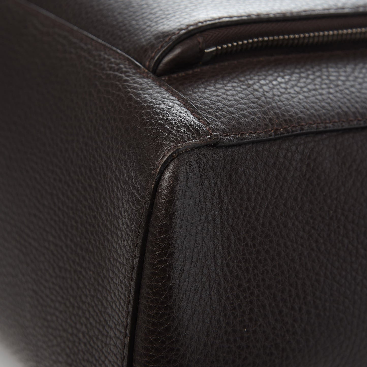 Pebbled Calfskin Large Briefcase Dark Brown