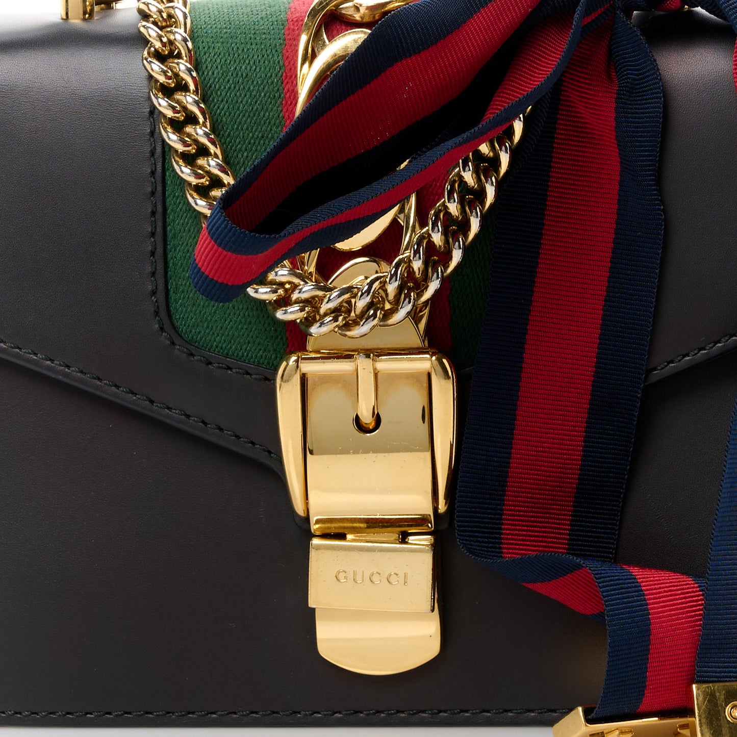 Calfskin Mini Sylvie Chain Shoulder Bag Black