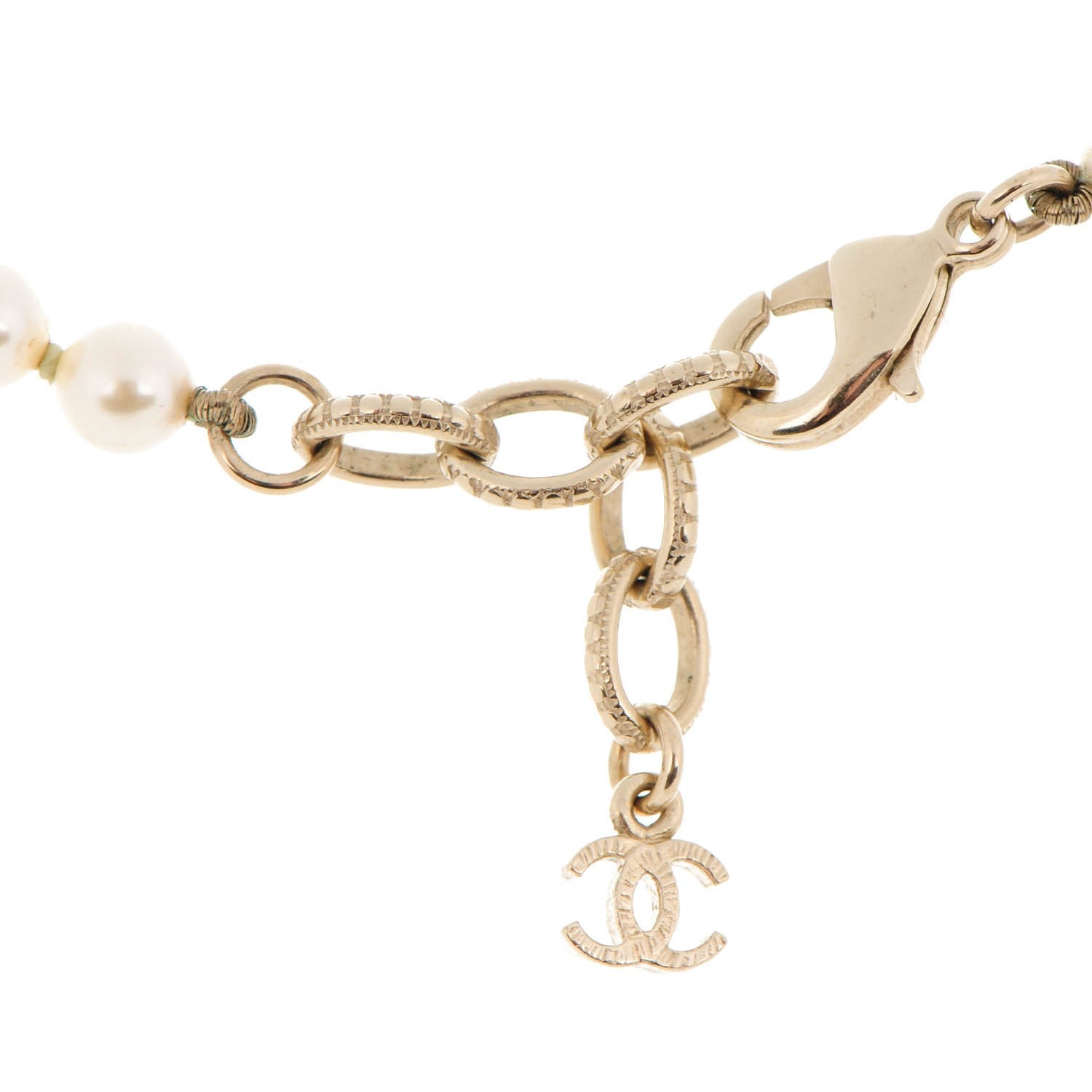 Chanel Graduated Pearl Crystal CC Long Necklace Black Gold 4 of 6