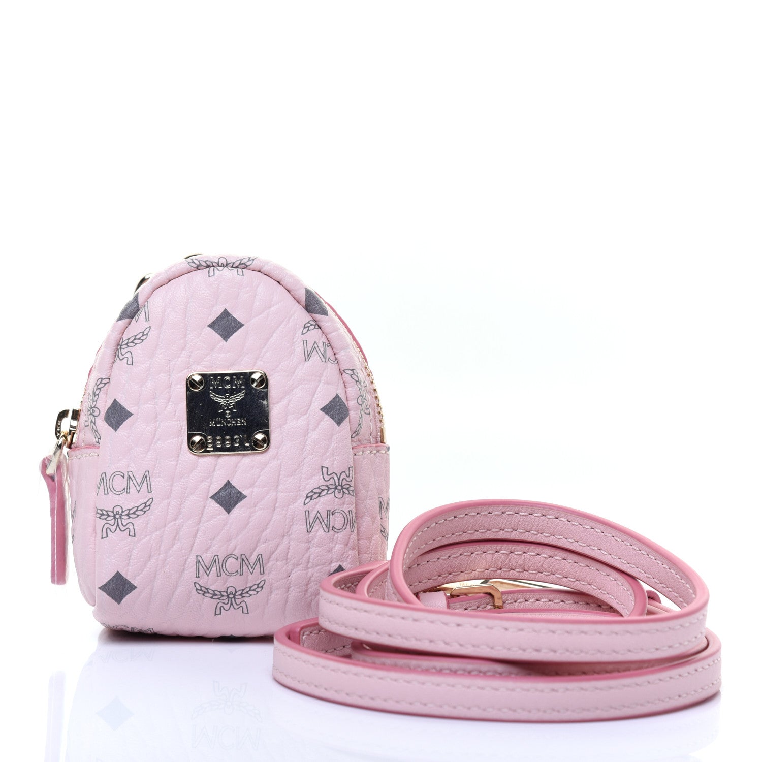 MCM Visetos Backpack Charm Crossbody Pink 7 of 10