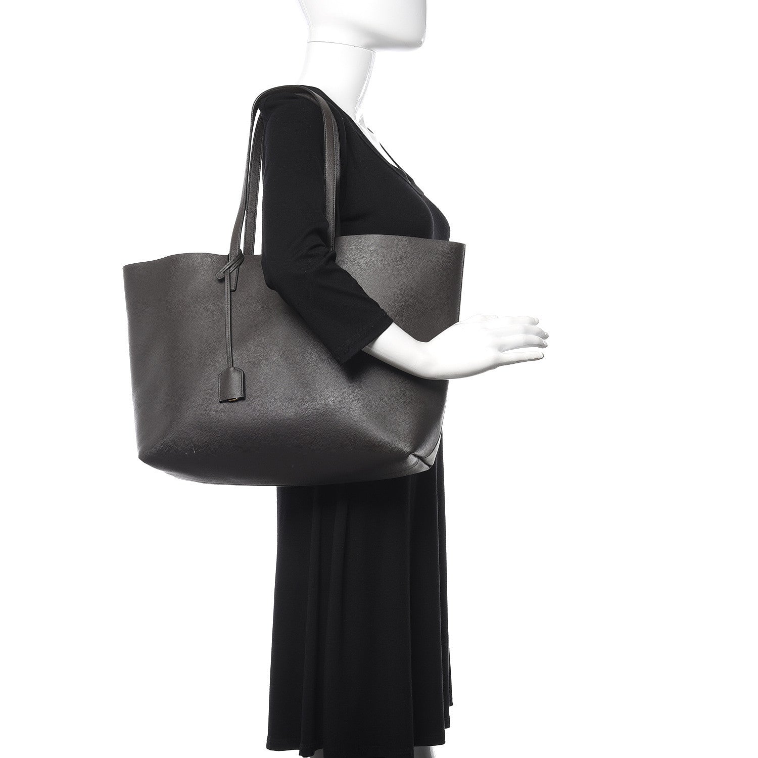 Saint Laurent Calfskin Large Shopping Tote Dark Grey 2 of 17