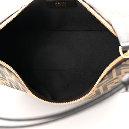 Fendi Fabric Jacquard Vitello Grace FF 1974 Small Fendigraphy Hobo Bag Tobacco Moro Ebano 5 of 13
