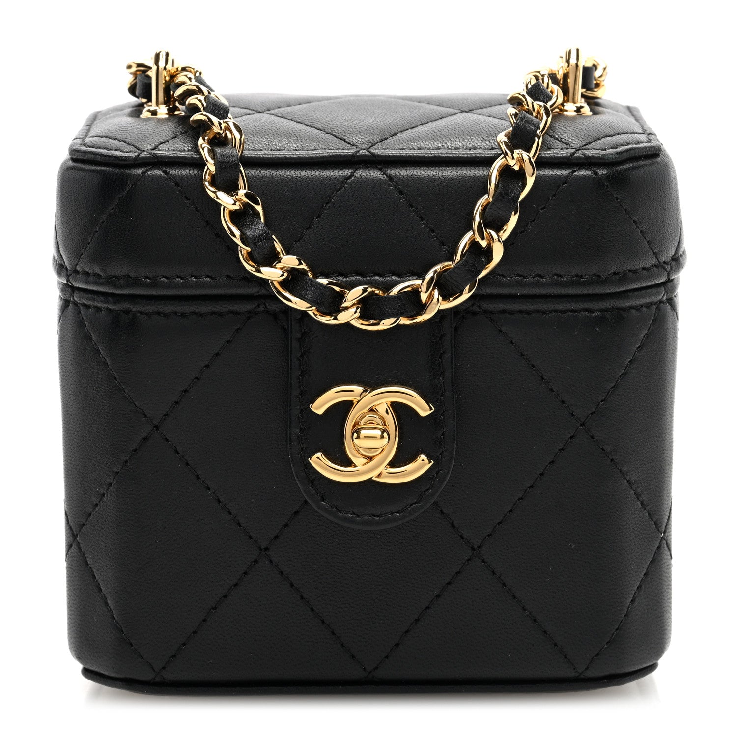 Chanel Lambskin Quilted Vanity Clutch With Chain Black 1 of 11