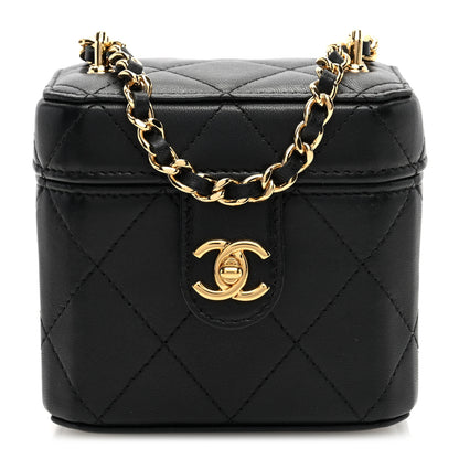 Chanel Lambskin Quilted Vanity Clutch With Chain Black 1 of 11