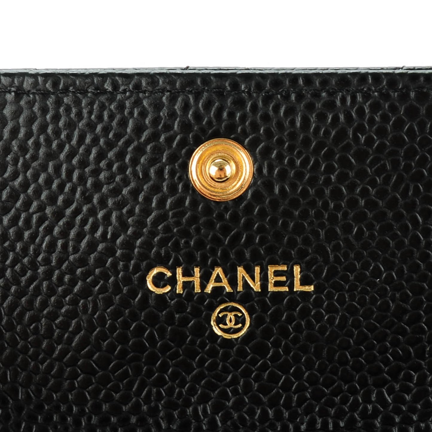 Caviar Quilted Flap Card Holder Black
