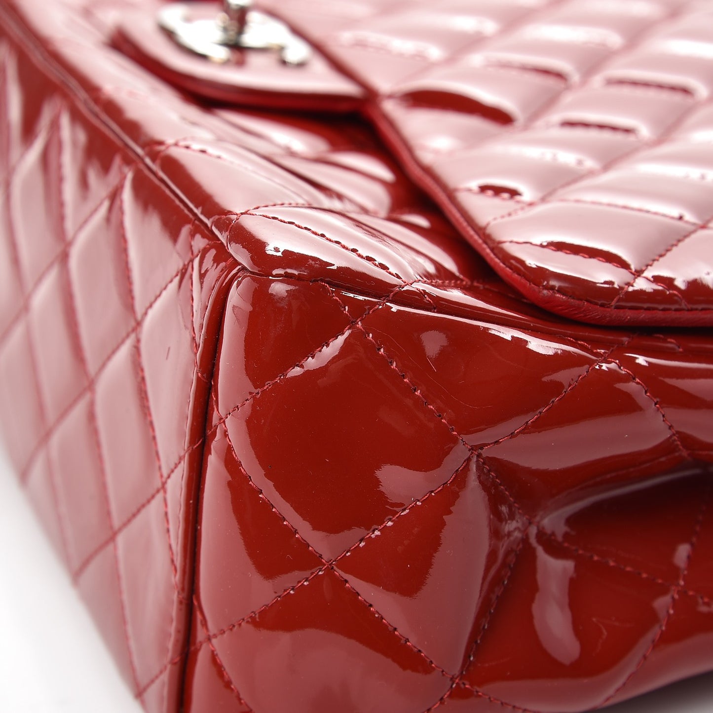 Patent Quilted Maxi Double Flap Red