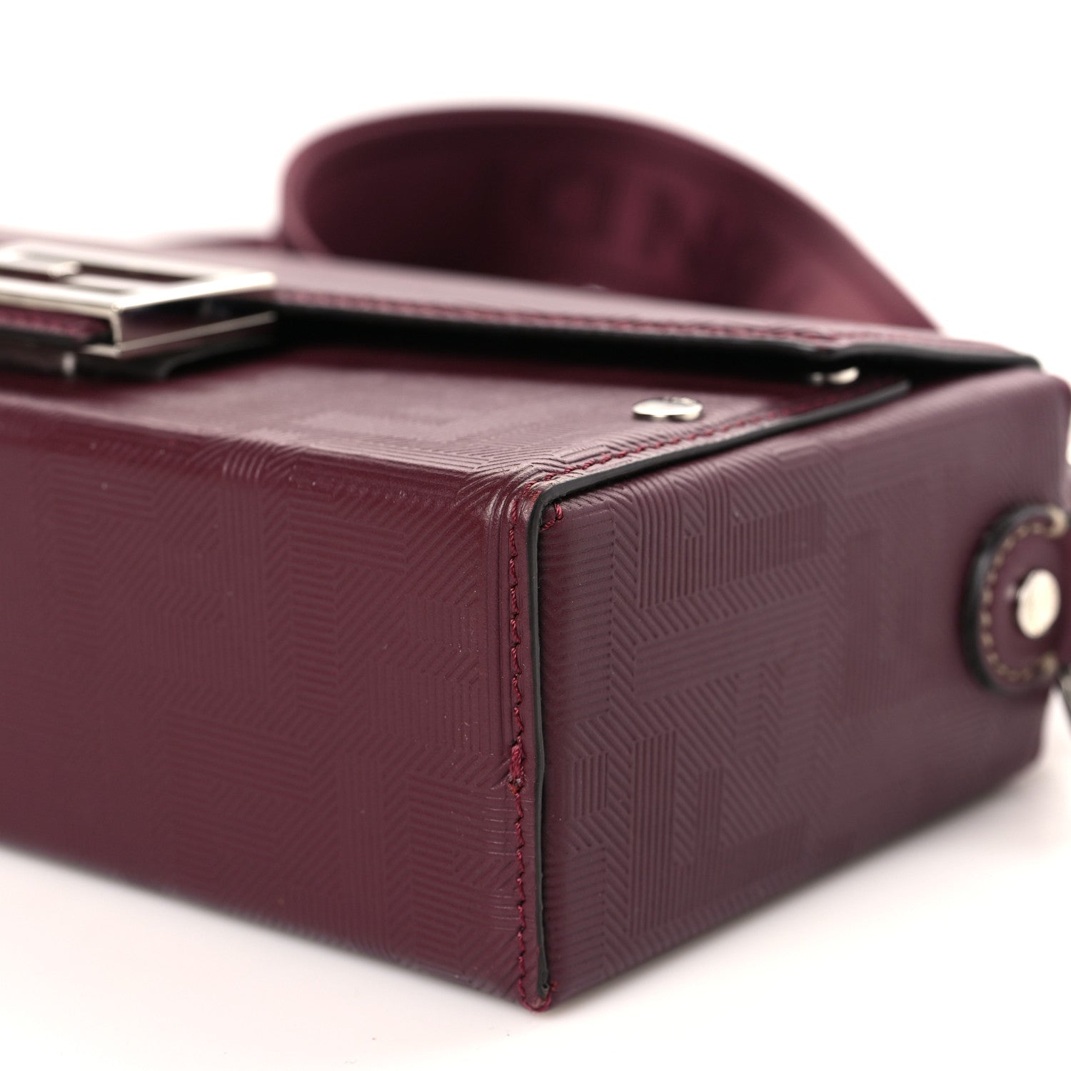 Fendi Vitello King FF Lines Embossed Baguette Soft Trunk Burgundy 9 of 9