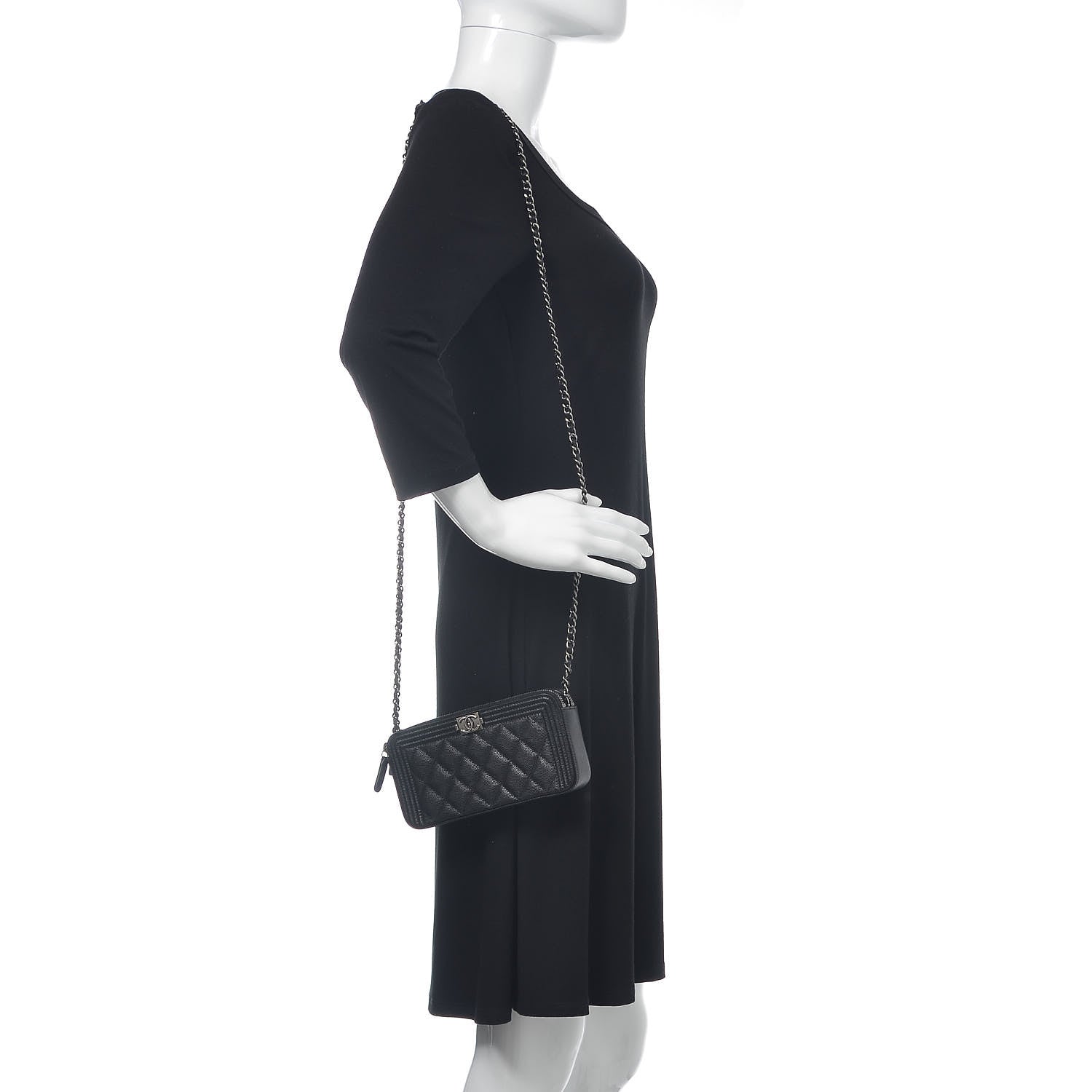 Chanel Caviar Quilted Small Boy Clutch With Chain Black 2 of 15