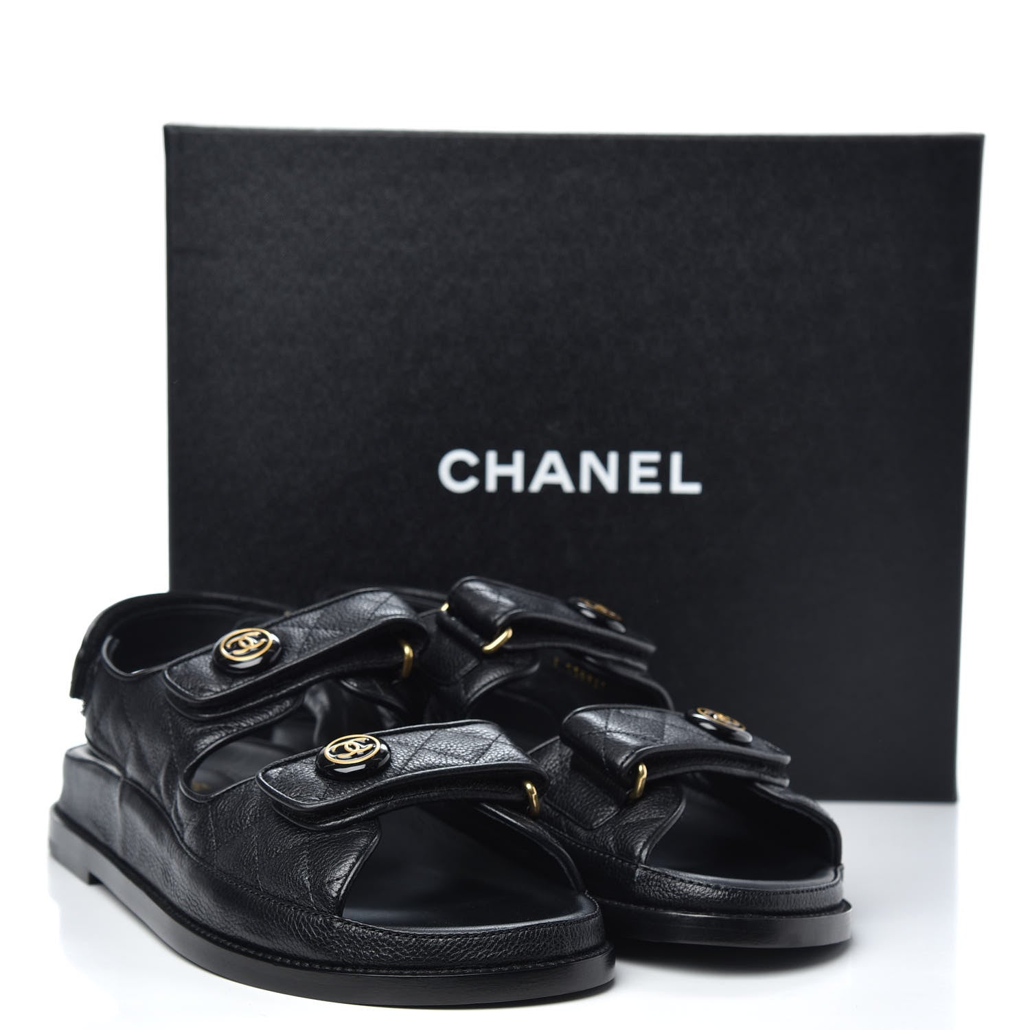 Chanel Grained Calfskin Velcro Dad Sandals 40 Black 9 of 9