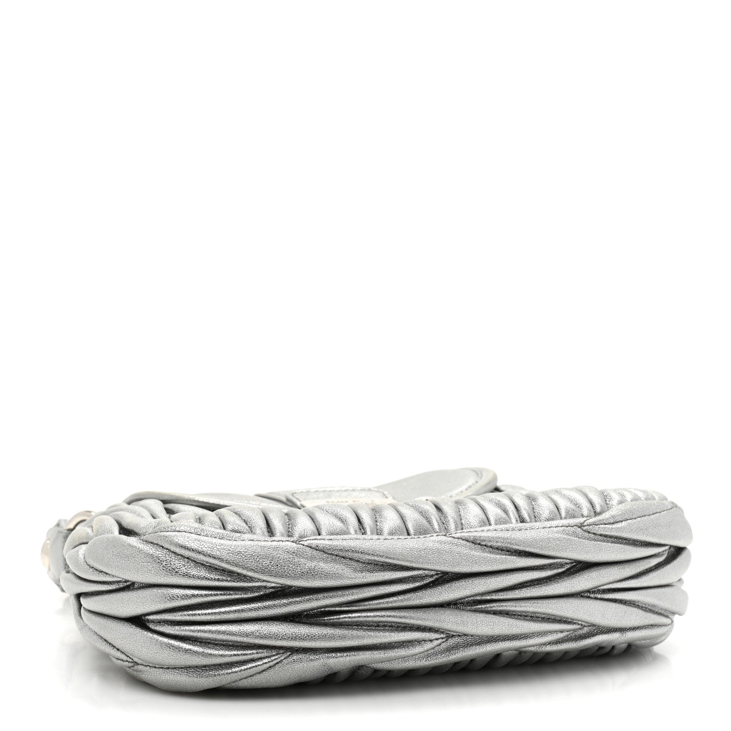 Miu Miu Metallic Nappa Matelasse Top Handle Tote Silver 4 of 12