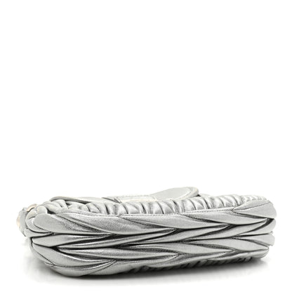 Miu Miu Metallic Nappa Matelasse Top Handle Tote Silver 4 of 12