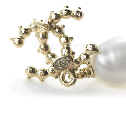 Chanel Crystal Pearl CC Drop Earrings Gold 4 of 5