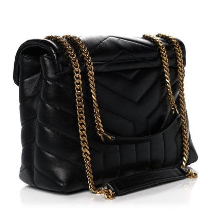 Saint Laurent Calfskin Y Quilted Monogram Small Loulou Chain Satchel Black 3 of 13