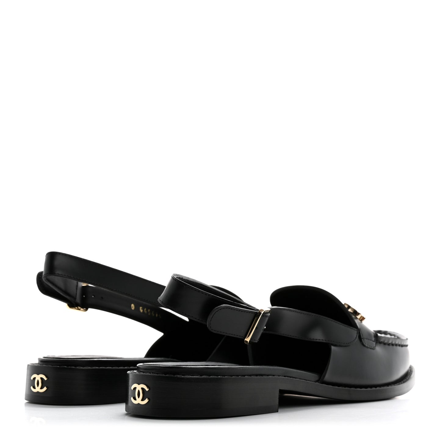 Calfskin Crystal Slingback Loafers 39 Black