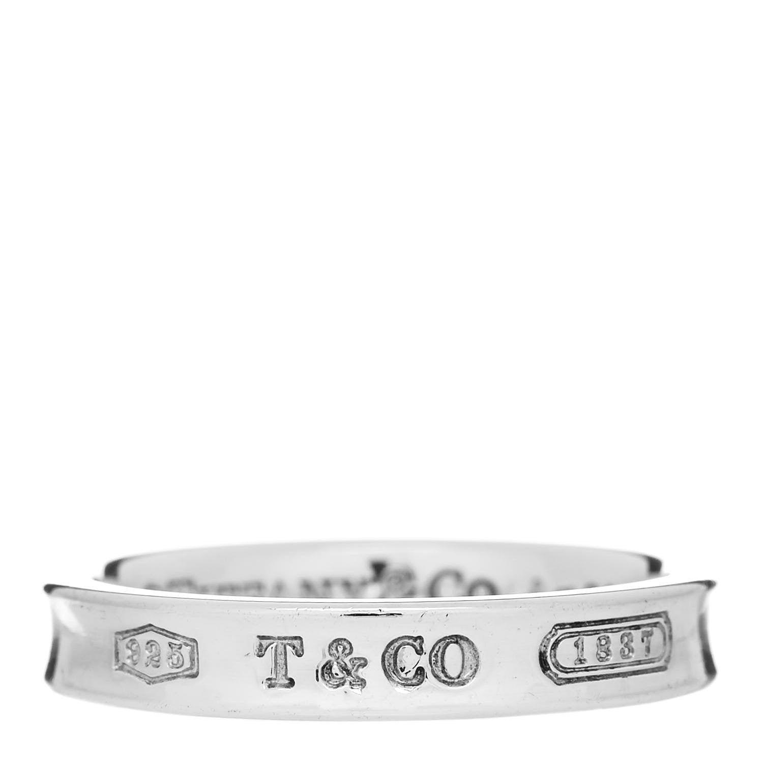 Tiffany Sterling Silver Narrow 1837 Band Ring 60 9.25 1 of 5