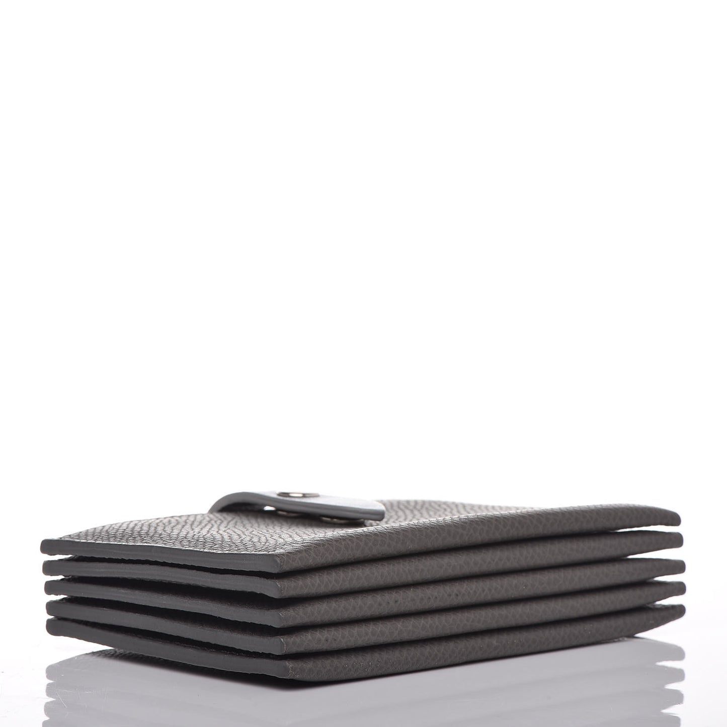 Grained Shiny Calfskin Accordion Card Holder Grey