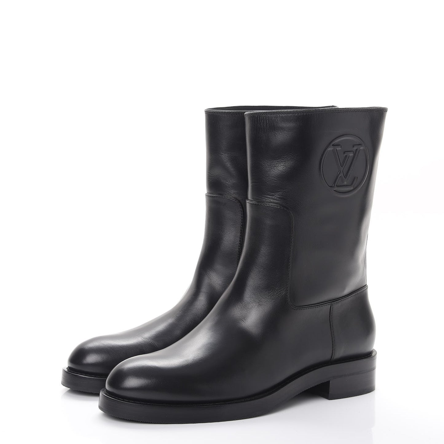 Calfskin Overdrive Flat Half Boots 39 Black