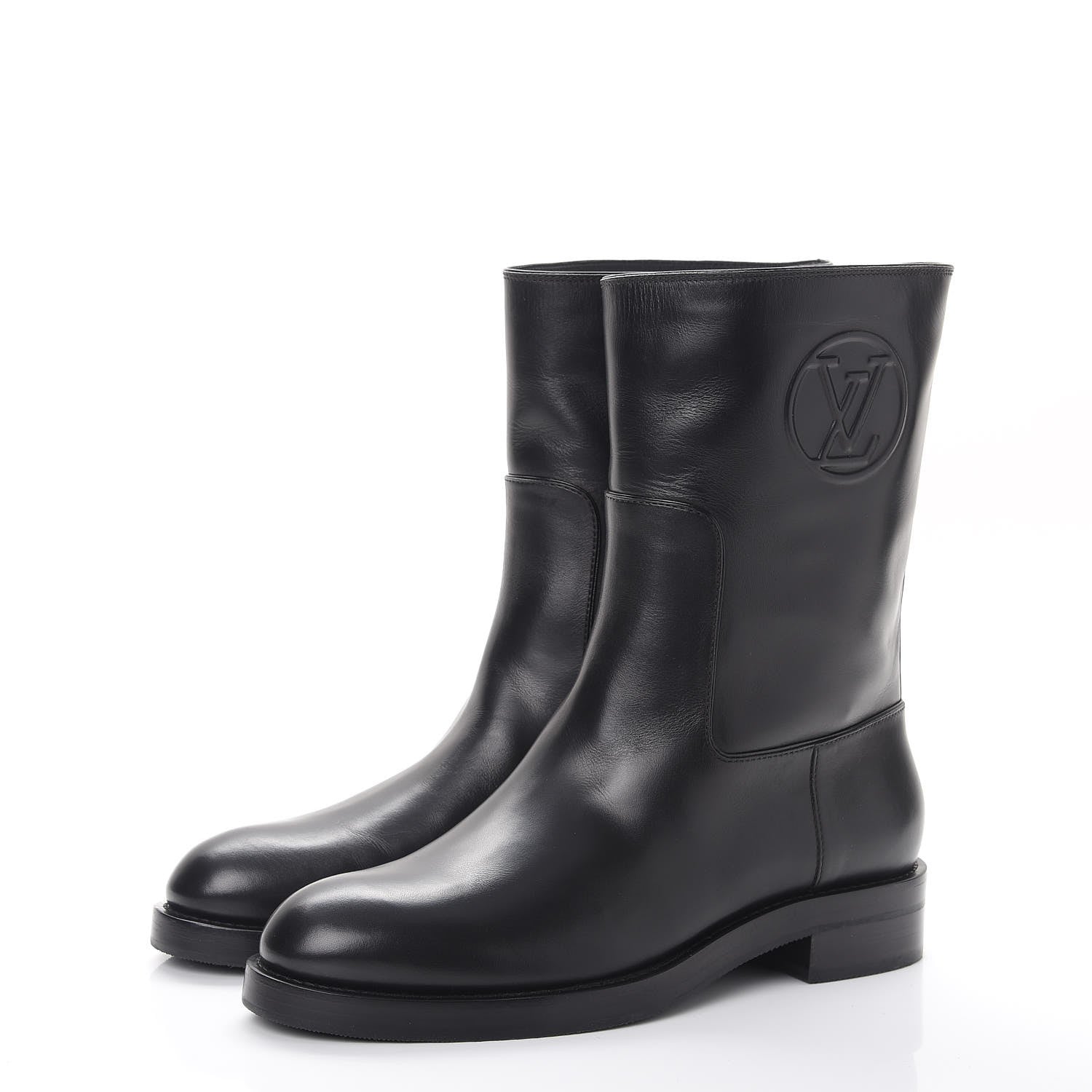 Louis Vuitton Calfskin Overdrive Flat Half Boots 39 Black 3 of 9