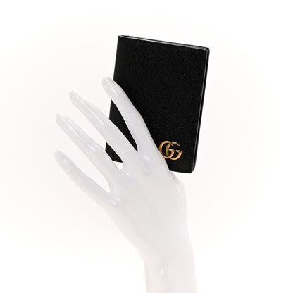 Gucci Calfskin Boar Effect GG Marmont Card Case Black 2 of 9