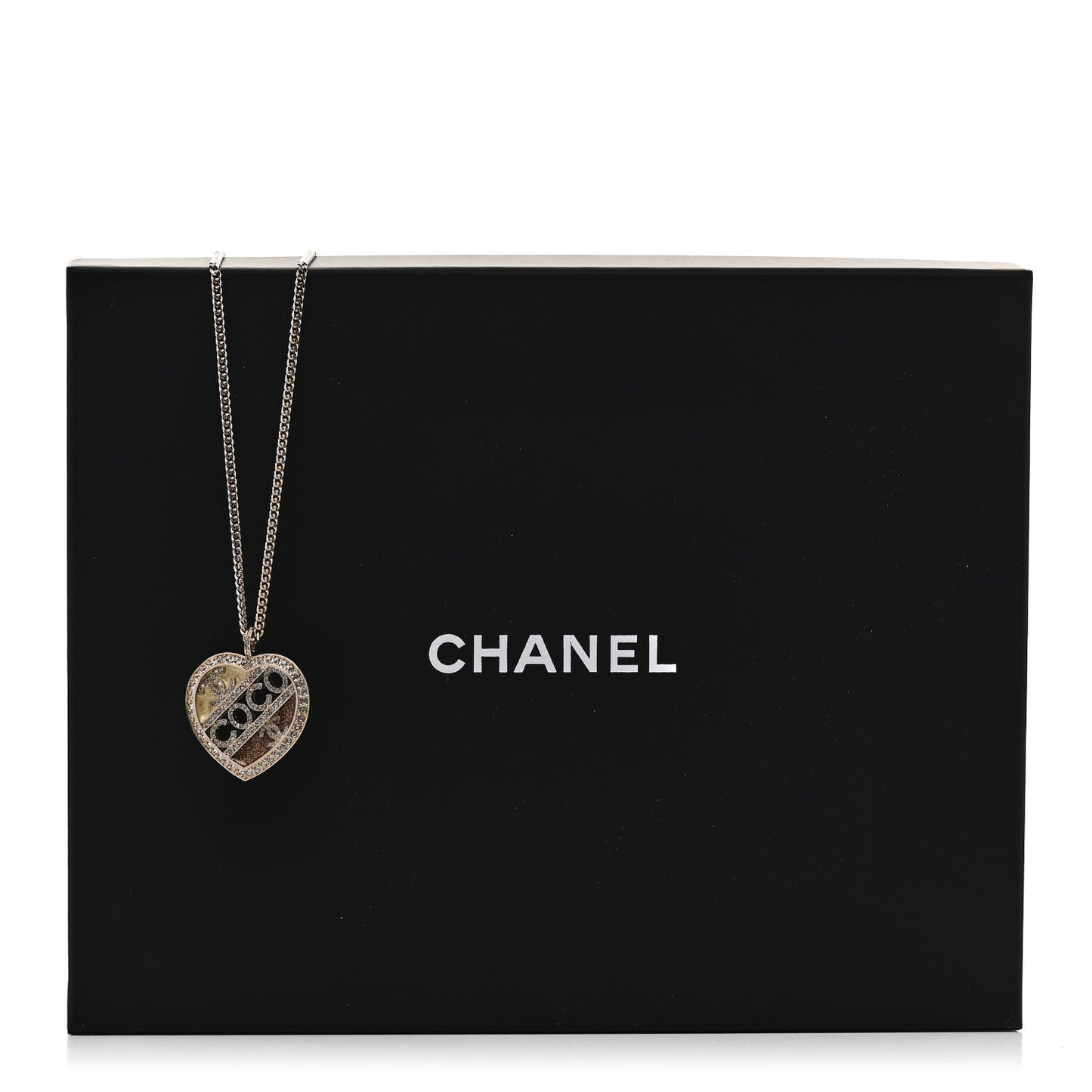 Crystal Crystal CC Coco Heart Necklace Gold