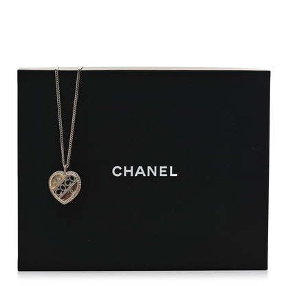 Chanel Crystal Crystal CC Coco Heart Necklace Gold 6 of 6