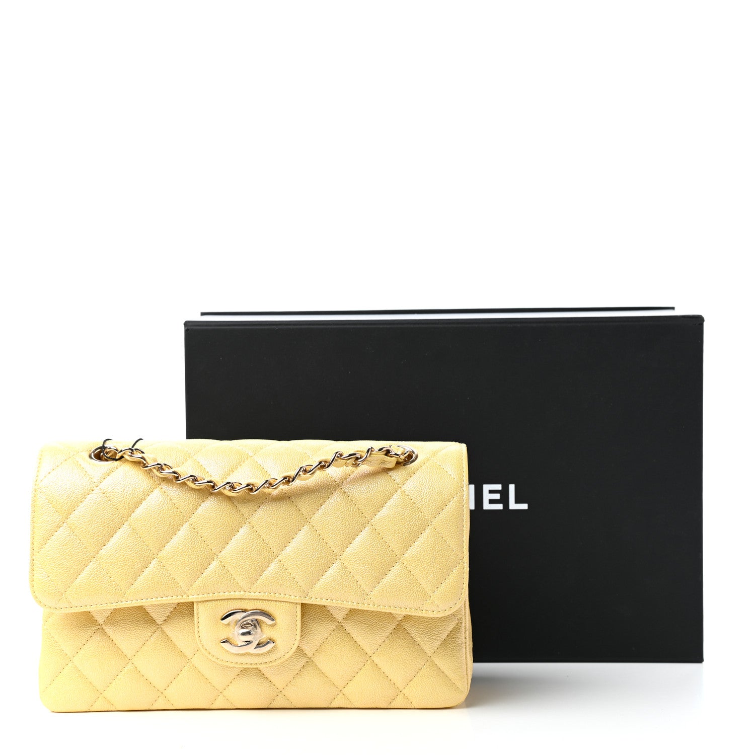 Chanel Iridescent Caviar Quilted Small Double Flap Yellow 11 of 11