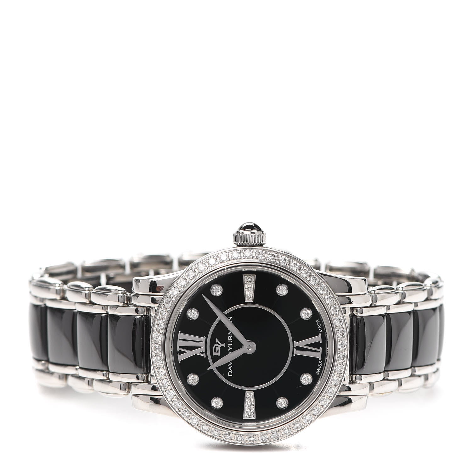 David Yurman Stainless Steel Ceramic Diamond Bezel 30mm Classic Quartz Watch Black 2 of 5