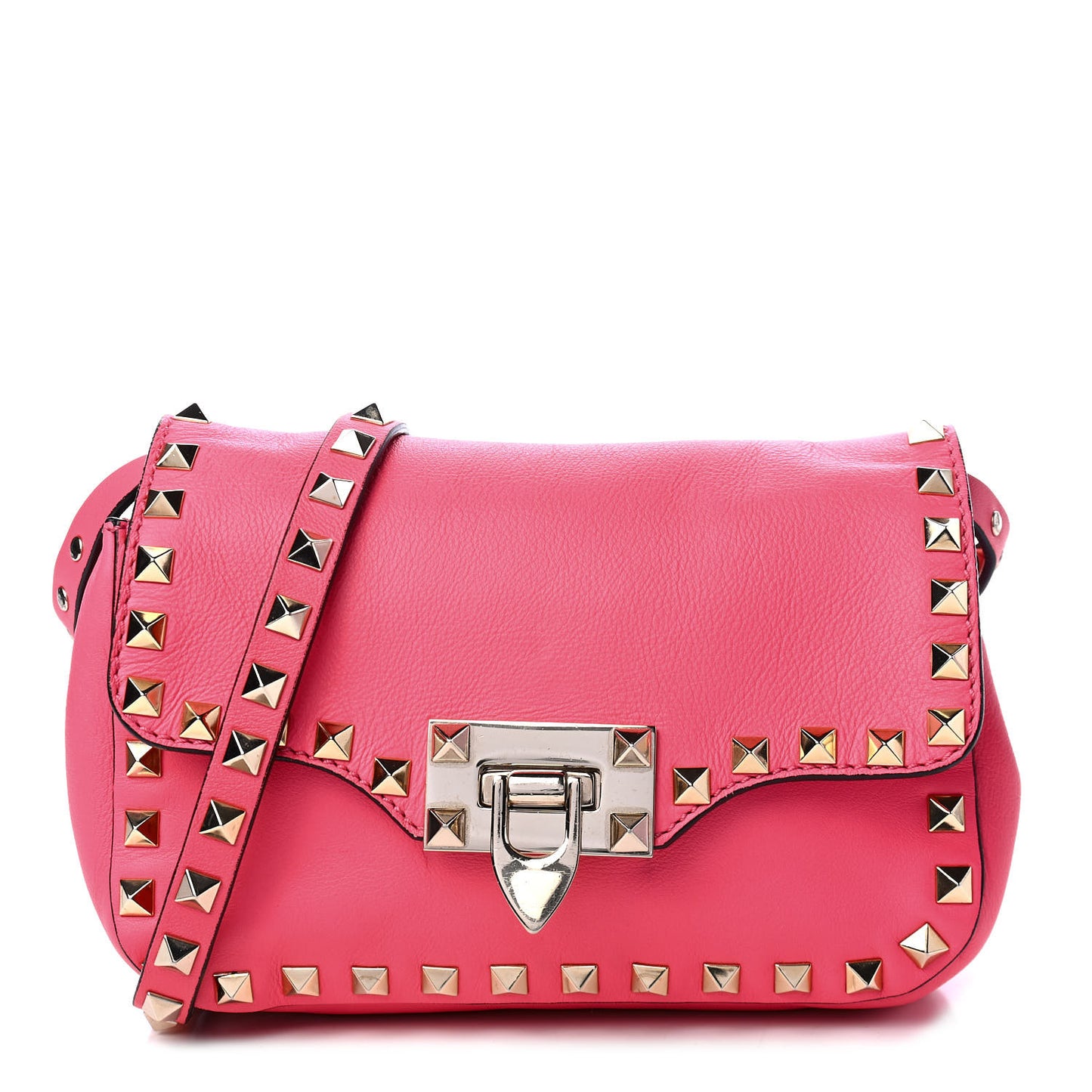 Vitello Mini Rockstud Crossbody Bag Pink