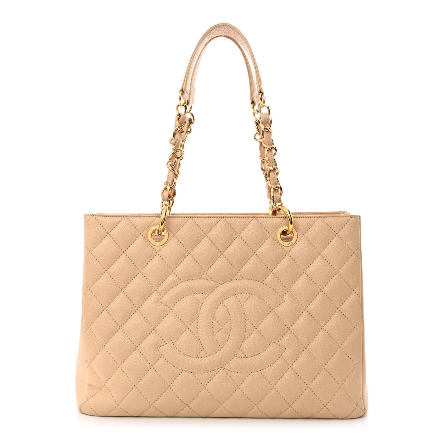 Caviar Quilted Grand Shopping Tote GST Beige Clair