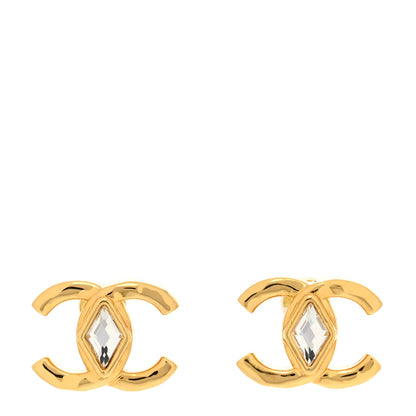 Chanel Metal Crystal CC Marquise Earrings Gold 1 of 5